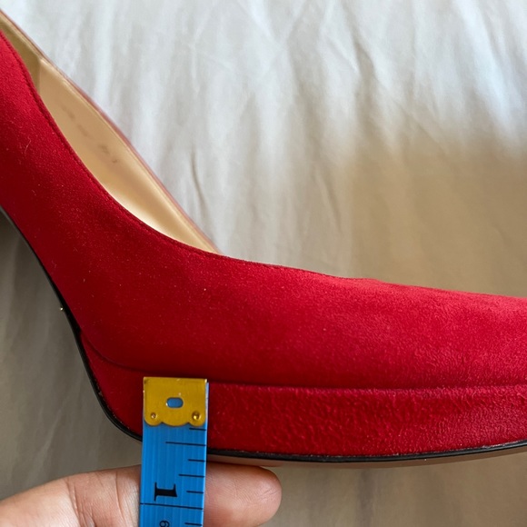 Prada Red Suede Pumps Leather Heel Shoe Sexy Elegant Classic Chic Made in Italy - Picture 11 of 12